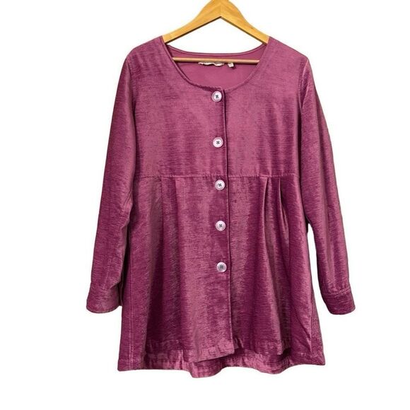 Soft Surroundings Fiona Chenille Tunic Shirt jacket Fuchsia Berry size large - Picture 1 of 10